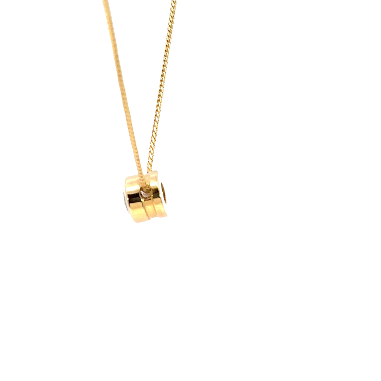 Bezel-Set Round Diamond Solitaire Necklace in Yellow Gold
