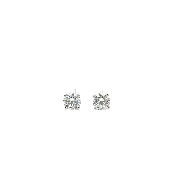 White Gold Four-Prong Diamond Stud Earrings