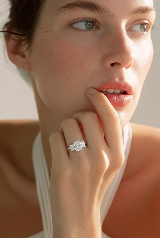 Three-Stone Diamond Ring in White Gold