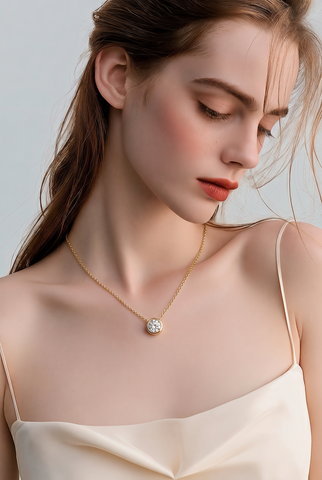Elegant Yellow  Gold  slider diamond Pendant