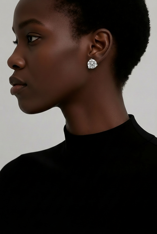 Round Diamond Stud Earrings in White Gold