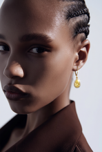 Fancy Intense Yellow Diamond Pear Halo Drop Earrings