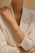 Yellow Gold Diamond Clover Beaded Open Cuff Bracelet