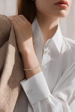 Diamond Accented Beaded Open Cuff Bracelet in Yellow Gold