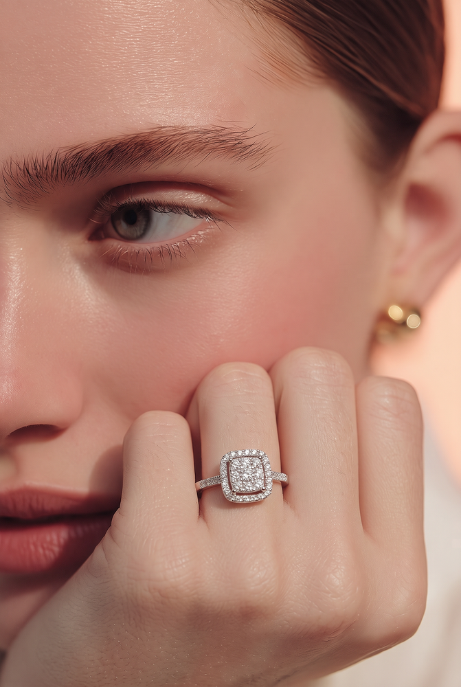 Diamond Multi-Stone Halo Ring in White Gold