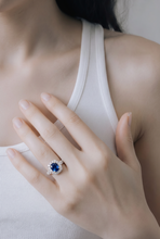 Royal Blue Sapphire Halo Ring in White Gold