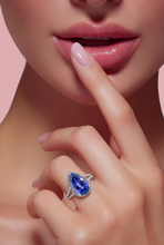 Pear-Shaped Tanzanite Halo Cocktail Ring in White Gold