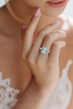 Oval Aquamarine Halo Cocktail Ring in White Gold