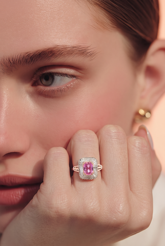 Pink Sapphire Cocktail Ring in Rose Gold