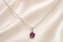 Purplish-Red Ruby Pendant Necklace in White Gold