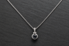 Fancy Dark Black Diamond Halo Pendant Necklace White Gold