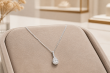 White Gold Pear Diamond Halo Pendant Necklace