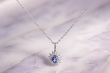 White Gold Starburst Halo Pendant Necklace