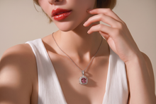 Pink Tourmaline Octagonal Halo Pendant Necklace in White Gold