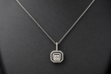 White Gold Double Halo Diamond Pendant Necklace