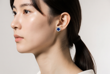 Royal Blue Sapphire Halo Stud Earrings in White Gold