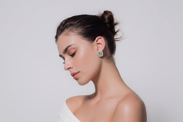 Cushion Halo Diamond Stud Earrings in White Gold
