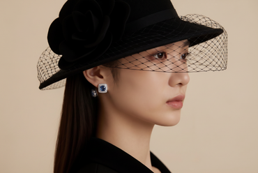 Deep Blue Sapphire and White Gold Halo Stud Earrings