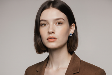 Deep Blue Sapphire Halo Stud Earrings in White Gold