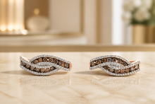 Fancy Brown Diamond Wavy Hoop Earrings in Rose Gold