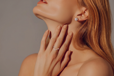 Rose Gold Diamond Chevron Stackable Ring