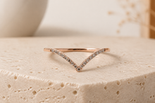 Rose Gold Diamond Chevron Stackable Ring