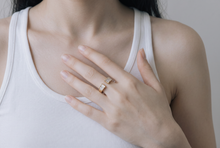 Yellow Gold Open Ring with Baguette Diamonds