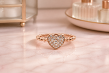Diamond Pave Heart Cocktail Ring in Rose Gold