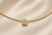 Fancy Yellow Diamond Halo Pendant on Rose Gold Beaded Chain