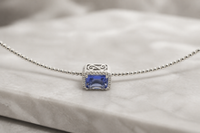 Tanzanite Halo Beaded Necklace in White Gold