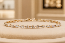 Yellow Gold Diamond Geometric Link Tennis Bracelet