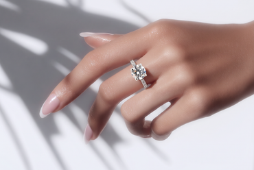 Round Diamond Ring with Accented White Gold Band