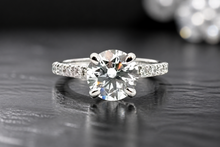 Round Diamond Ring with Accented White Gold Band