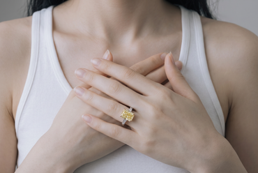 Fancy Intense Yellow Diamond Three-Stone Engagement Ring