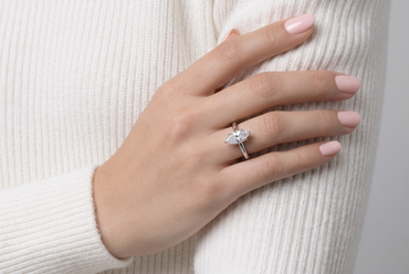 Marquise Cut Diamond Solitaire Ring in White Gold