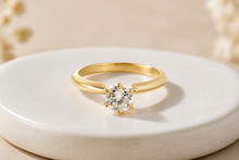 Classic Six-Prong Diamond Solitaire Ring in Yellow Gold