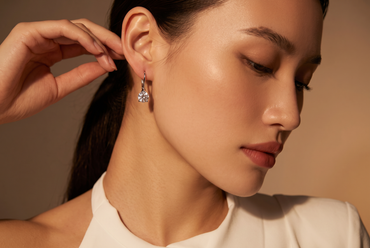 Round Diamond Lever-Back Drop Earrings in White Gold