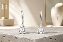 Round Diamond Lever-Back Drop Earrings in White Gold