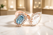 Aquamarine and Diamond Toi et Moi Ring in Rose Gold