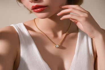 Bezel-Set Round Diamond Solitaire Necklace in Yellow Gold