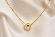 Bezel-Set Round Diamond Solitaire Necklace in Yellow Gold