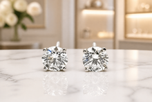 White Gold Four-Prong Diamond Stud Earrings