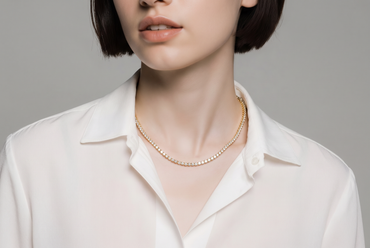 Classic Diamond Tennis Necklace in Yellow Gold