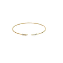 Diamond Accented Beaded Open Cuff Bracelet in Yellow Gold