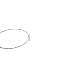 White Gold Diamond Clover Beaded Open Bangle