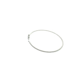 White Gold Diamond Clover Beaded Open Bangle