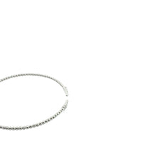 White Gold Beaded Open Bangle with Diamond Accents