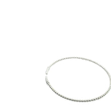 White Gold Beaded Open Bangle with Diamond Accents