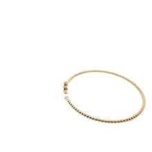 Yellow Gold Diamond Clover Beaded Open Cuff Bracelet