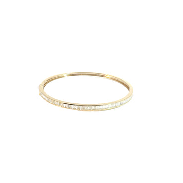 Yellow Gold Baguette Diamond Bangle Bracelet